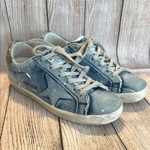 Golden Goose Blue Denim Star Sneakers